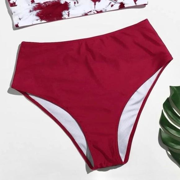 Bikini Bathing Suit Swim Bottoms Super High Waisted Red - Picture 1 of 3